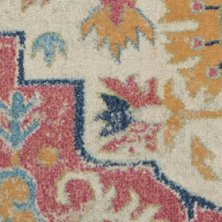 8' X 10' Pink And Ivory Southwestern Distressed Area Rug