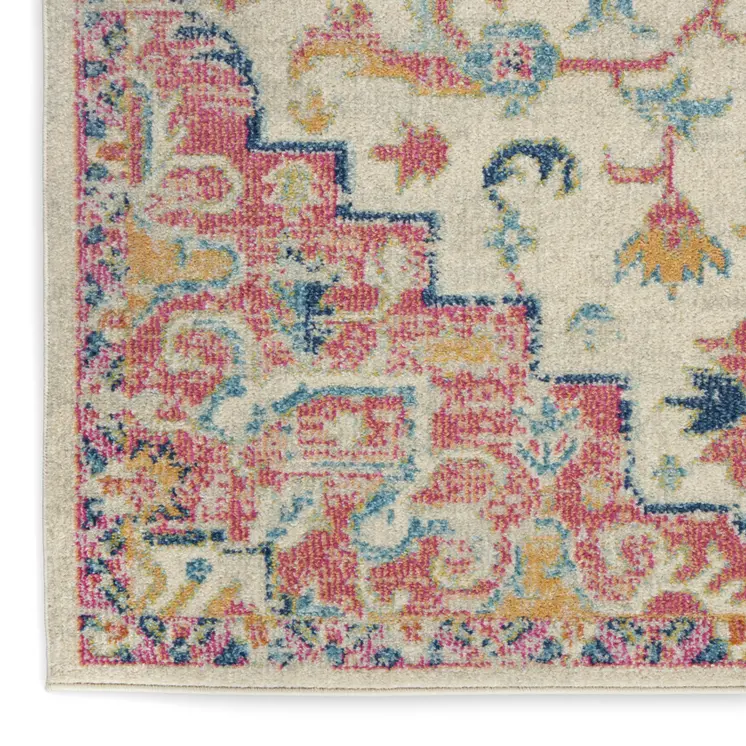 8' X 10' Pink And Ivory Southwestern Distressed Area Rug