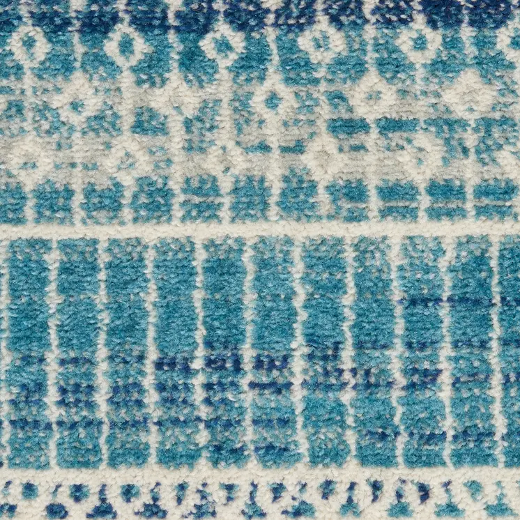 2' X 3' Blue And Ivory Striped Area Rug