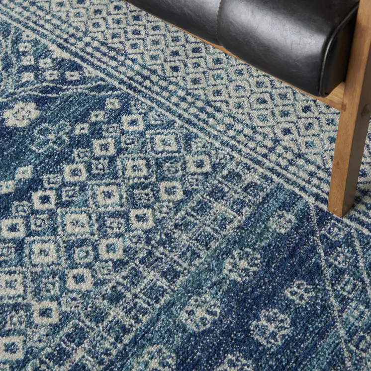 4' X 6' Navy Blue And Ivory Tribal Area Rug