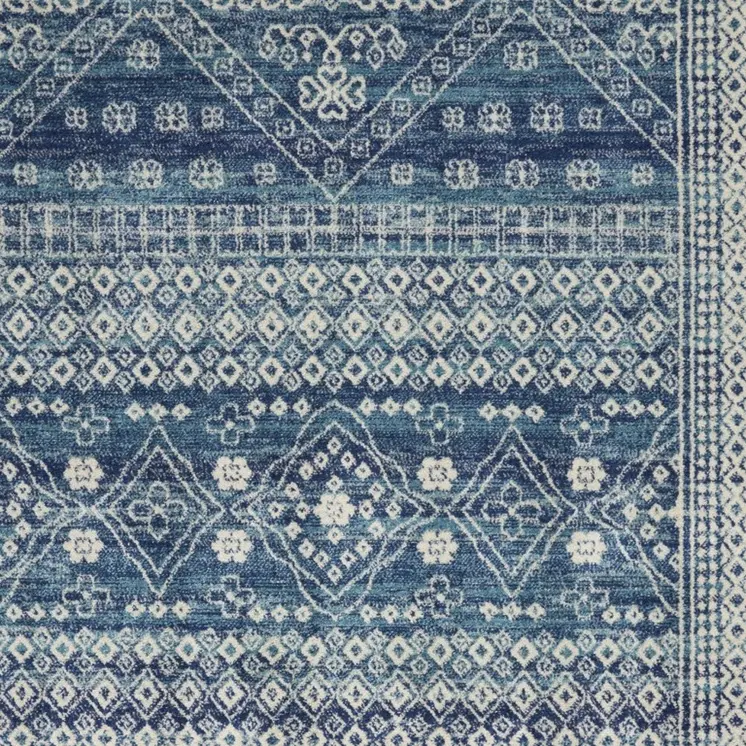 4' X 6' Navy Blue And Ivory Tribal Area Rug