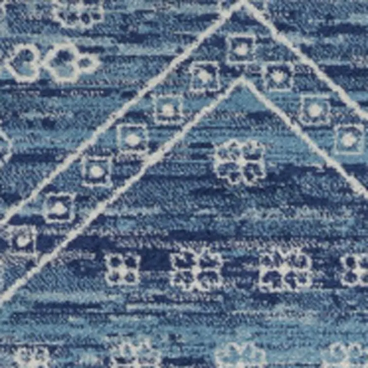 8' X 10' Navy Blue And Ivory Tribal Area Rug
