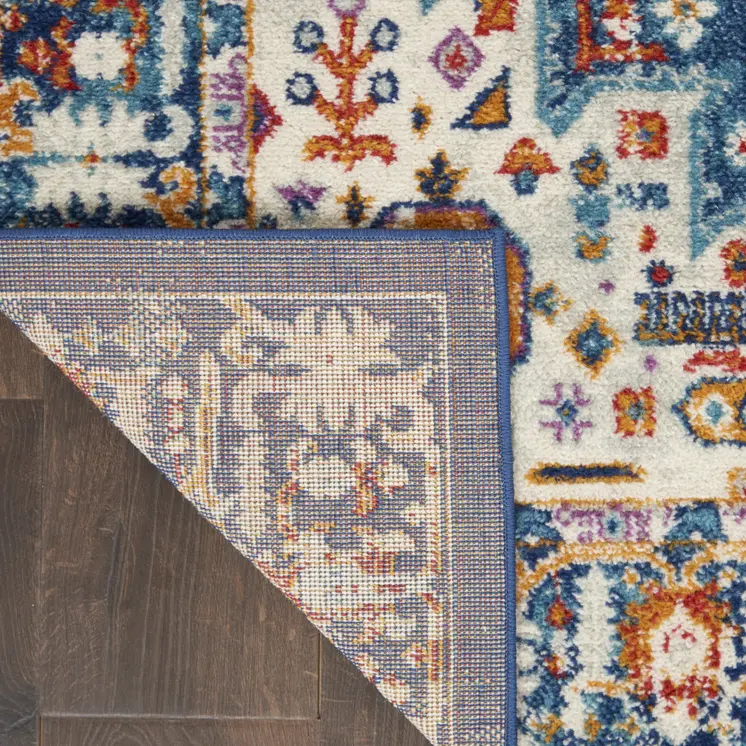 2' X 3' Blue And Ivory Medallion Area Rug