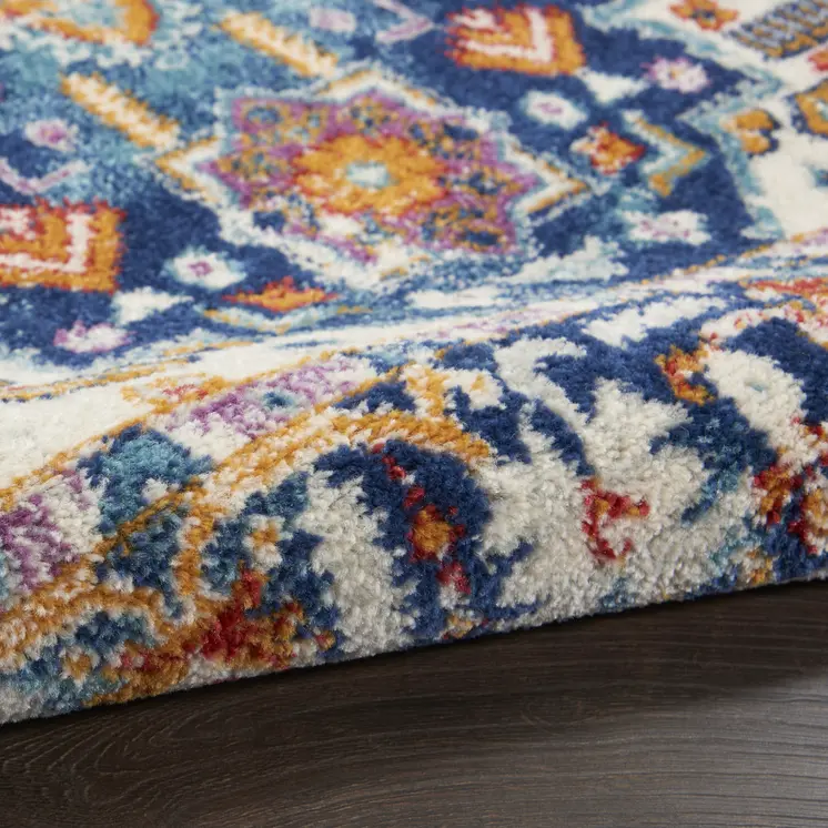 2' X 3' Blue And Ivory Medallion Area Rug