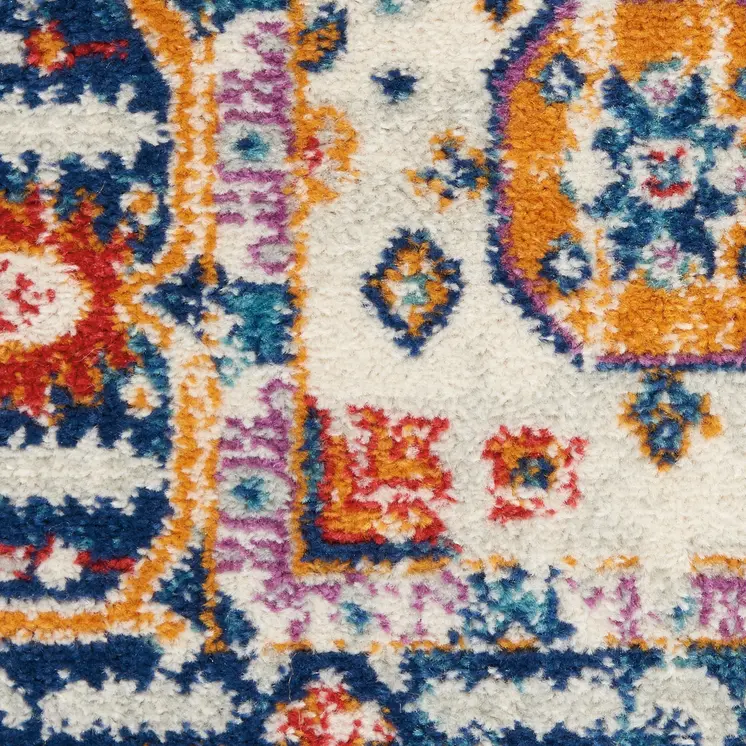 4' X 6' Blue And Ivory Medallion Area Rug