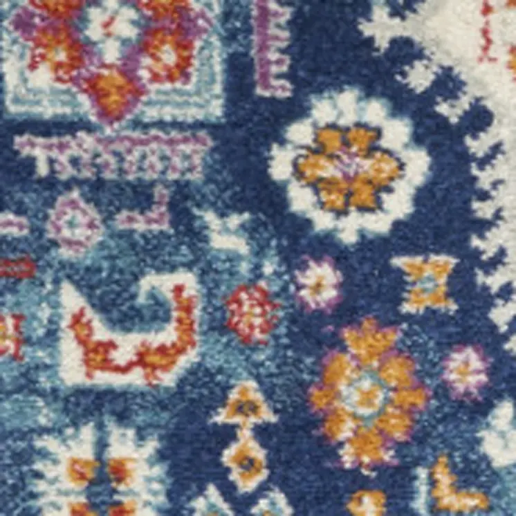 4' X 6' Blue And Ivory Medallion Area Rug