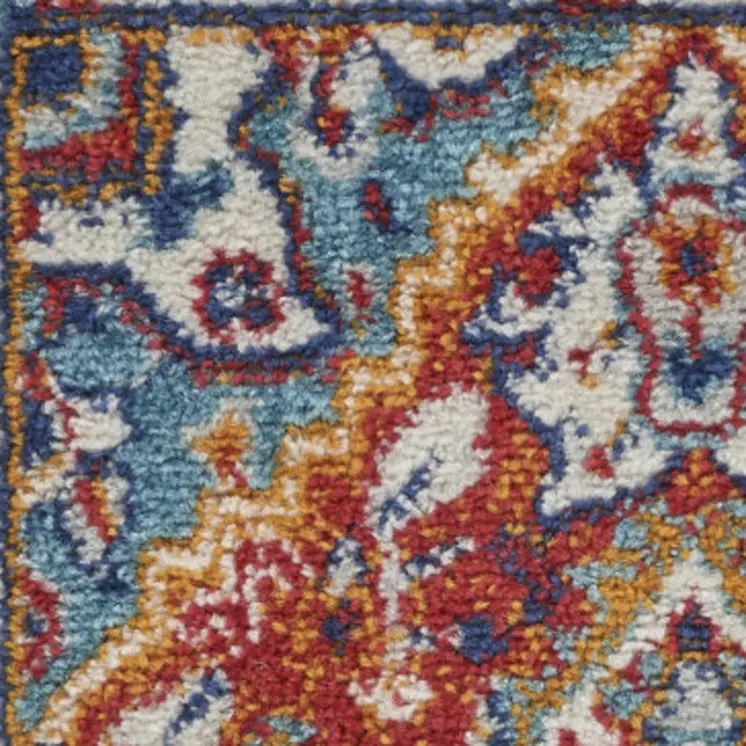 2' X 3' Red And Ivory Medallion Distressed Area Rug