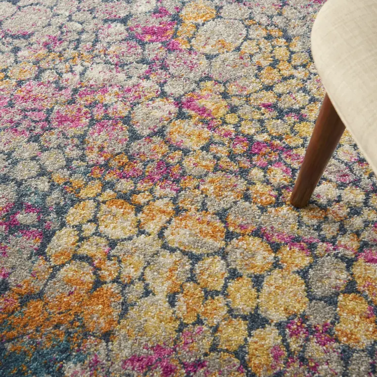 5' X 7' Yellow And Gray Abstract Area Rug