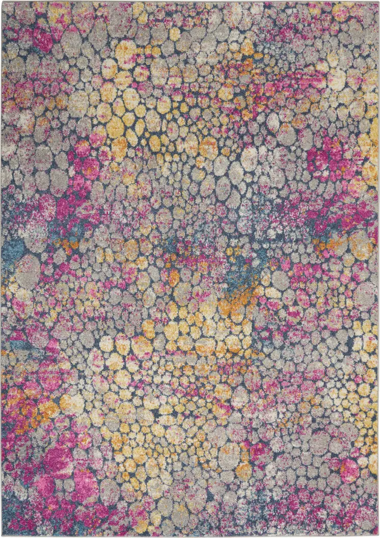 5' X 7' Yellow And Gray Abstract Area Rug