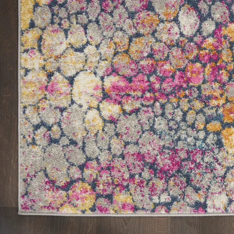 5' X 7' Yellow And Gray Abstract Area Rug