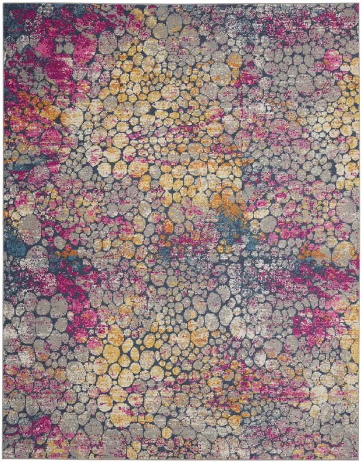 7' X 10' Yellow And Gray Abstract Area Rug