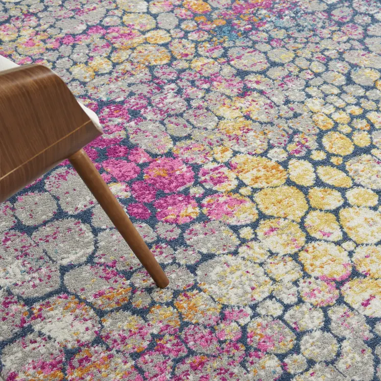 8' X 10' Yellow And Gray Abstract Area Rug
