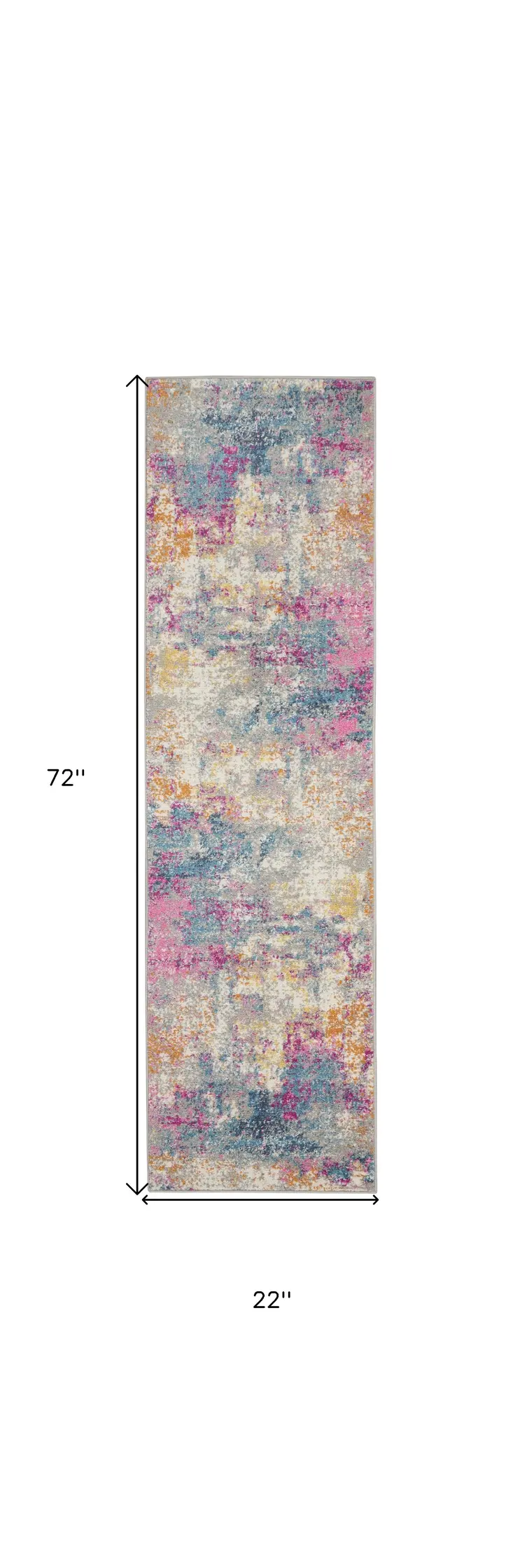 6' Ivory And Blue Abstract Runner Rug