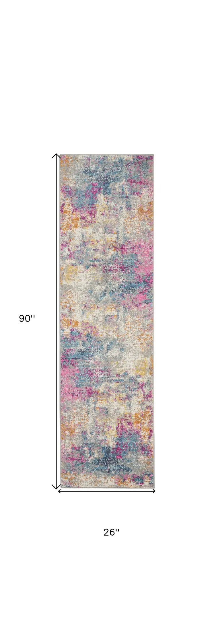 8' Ivory And Blue Abstract Runner Rug