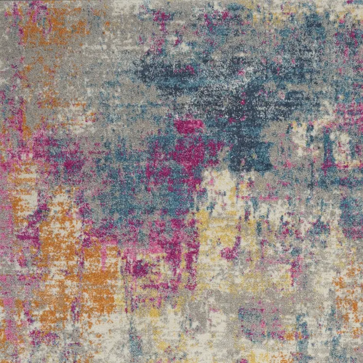 4' X 6' Ivory And Blue Abstract Area Rug