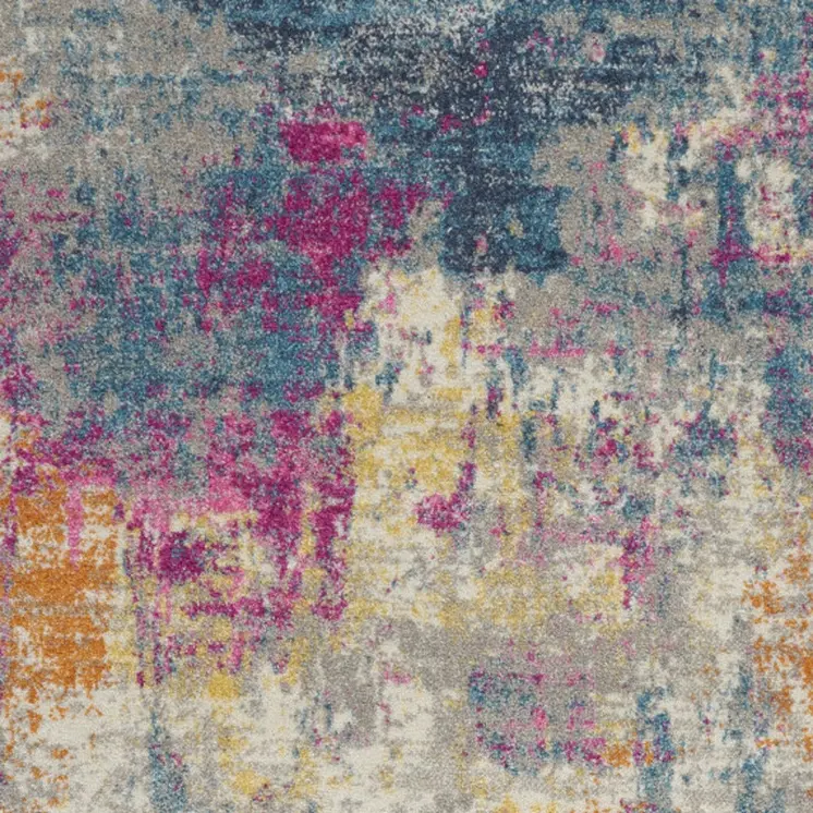 5' X 7' Ivory And Blue Abstract Area Rug