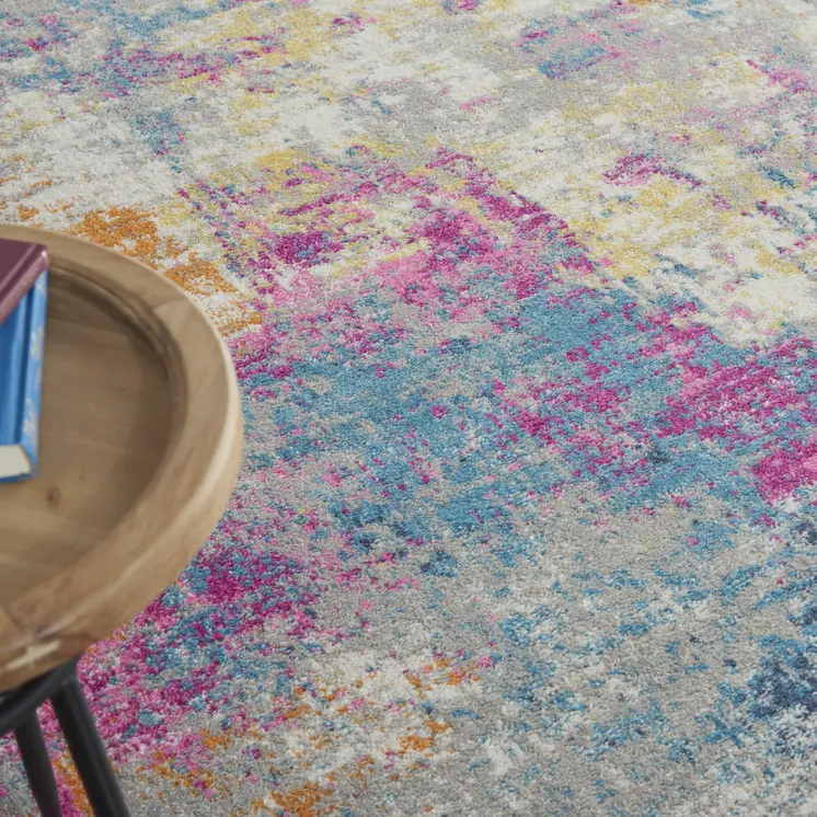 8' X 10' Ivory And Blue Abstract Area Rug