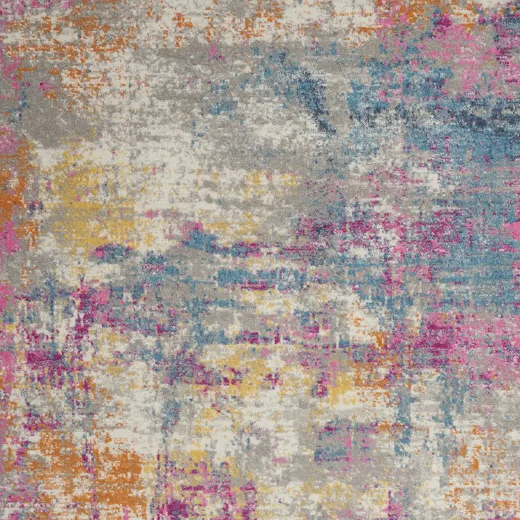 8' X 10' Ivory And Blue Abstract Area Rug
