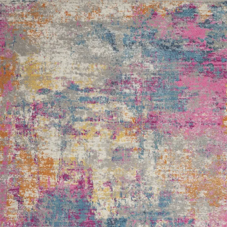 8' X 10' Ivory And Blue Abstract Area Rug