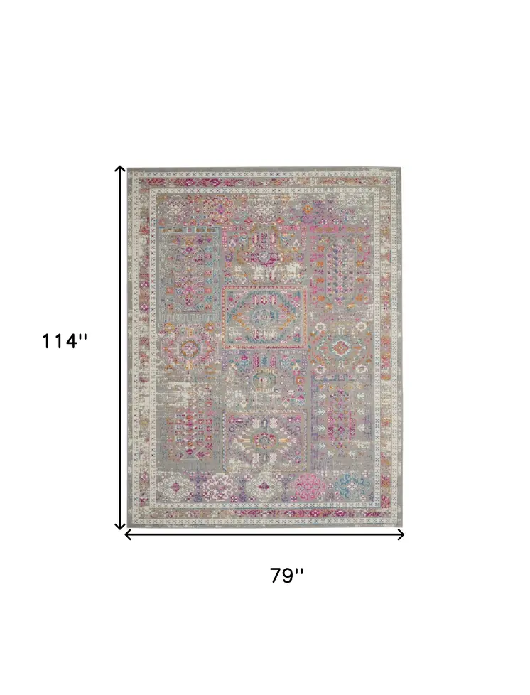 7' X 10' Gray And Ivory Abstract Distressed Area Rug