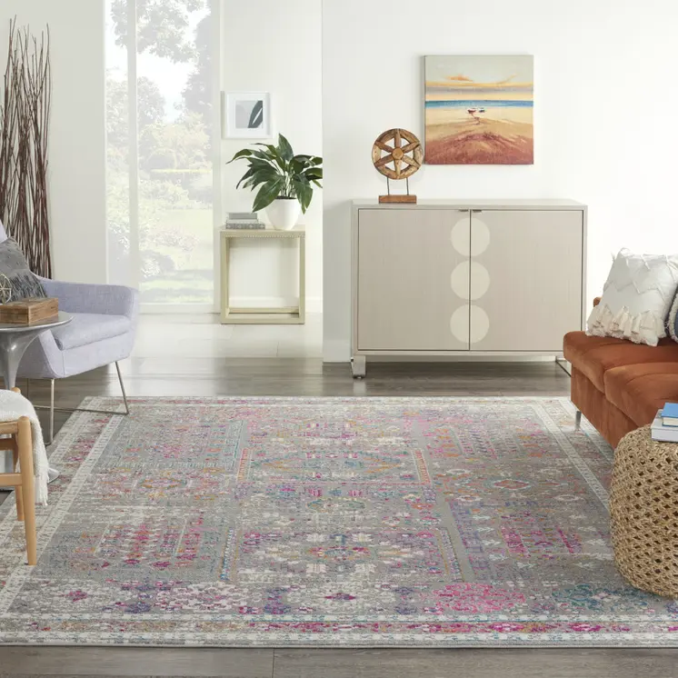 8' X 10' Gray And Ivory Abstract Distressed Area Rug