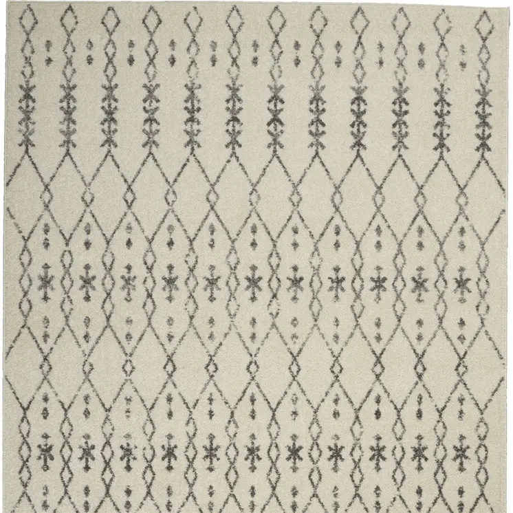 5' X 7' Gray And Ivory Geometric Distressed Area Rug