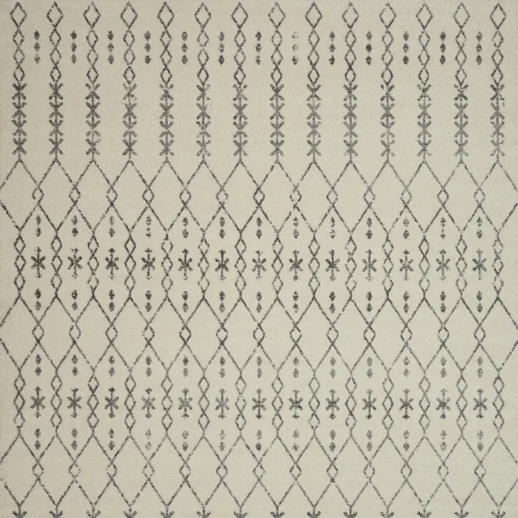 8' X 10' Gray And Ivory Geometric Distressed Area Rug