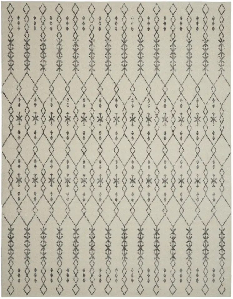 8' X 10' Gray And Ivory Geometric Distressed Area Rug