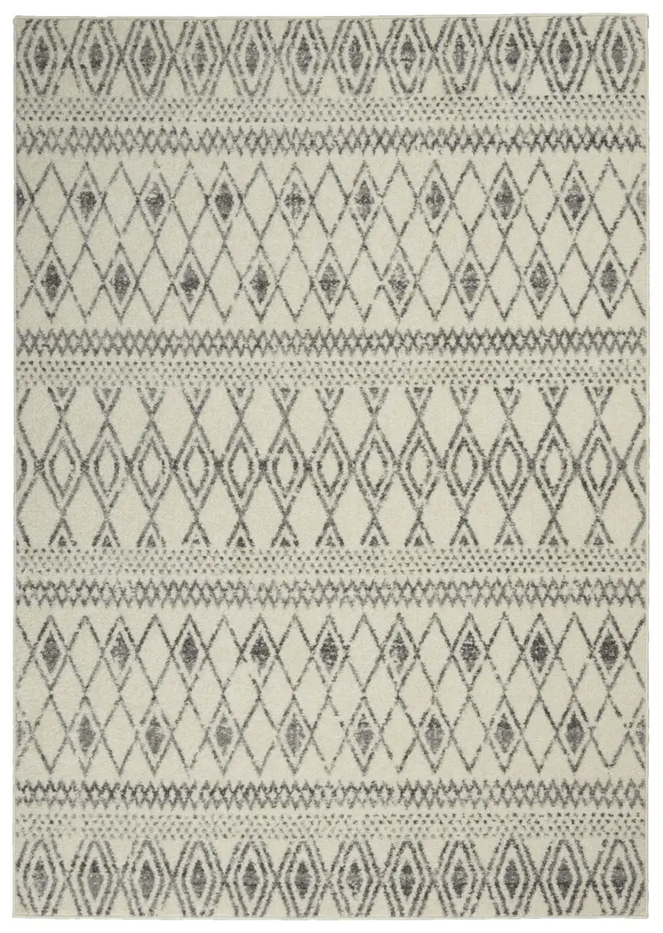 5' X 7' Gray And Ivory Geometric Area Rug