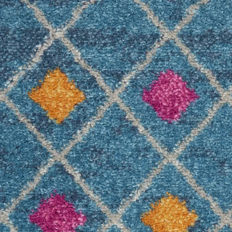 5' X 7' Blue And Orange Geometric Area Rug