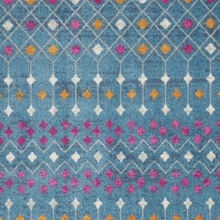 5' X 7' Blue And Orange Geometric Area Rug