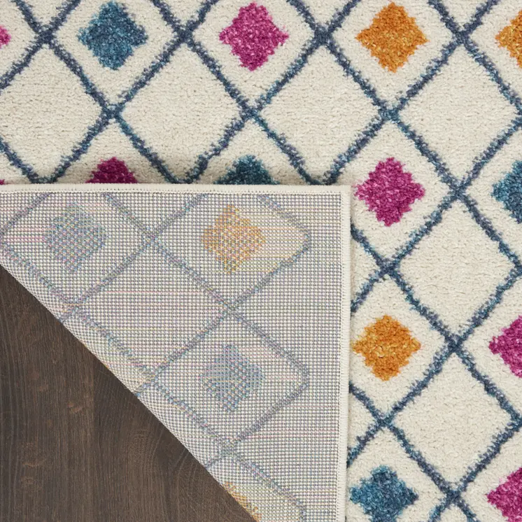 8' X 10' Ivory And Blue Geometric Area Rug