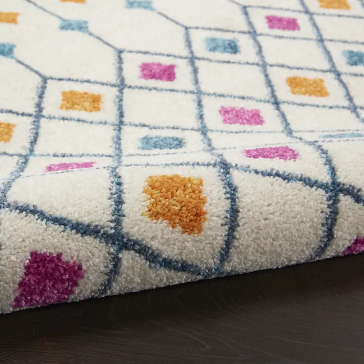 8' X 10' Ivory And Blue Geometric Area Rug