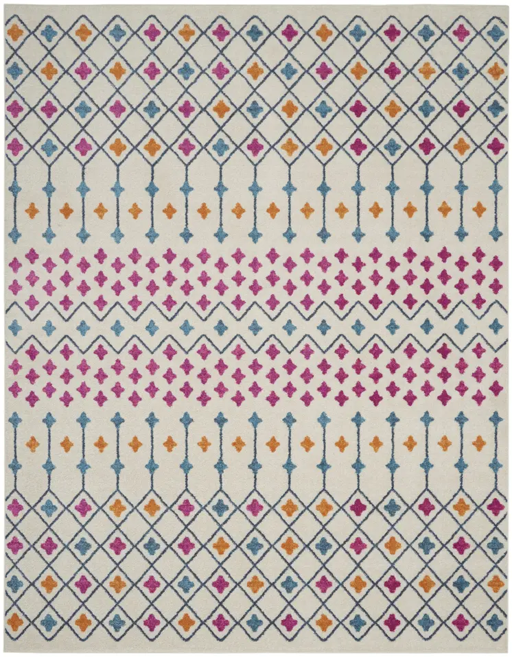 8' X 10' Ivory And Blue Geometric Area Rug
