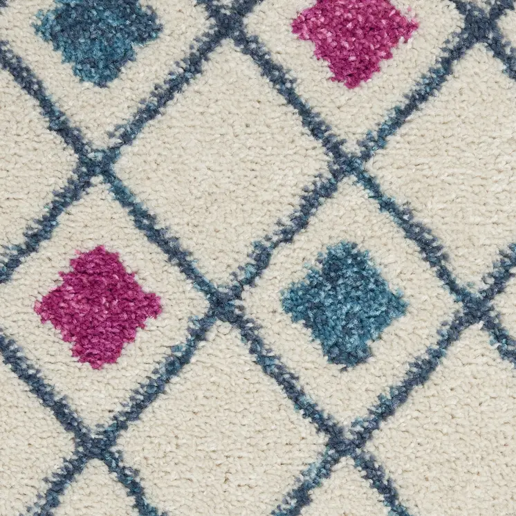 8' X 10' Ivory And Blue Geometric Area Rug