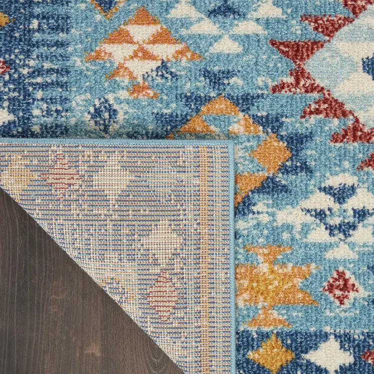 4' X 6' Blue And Orange Geometric Area Rug