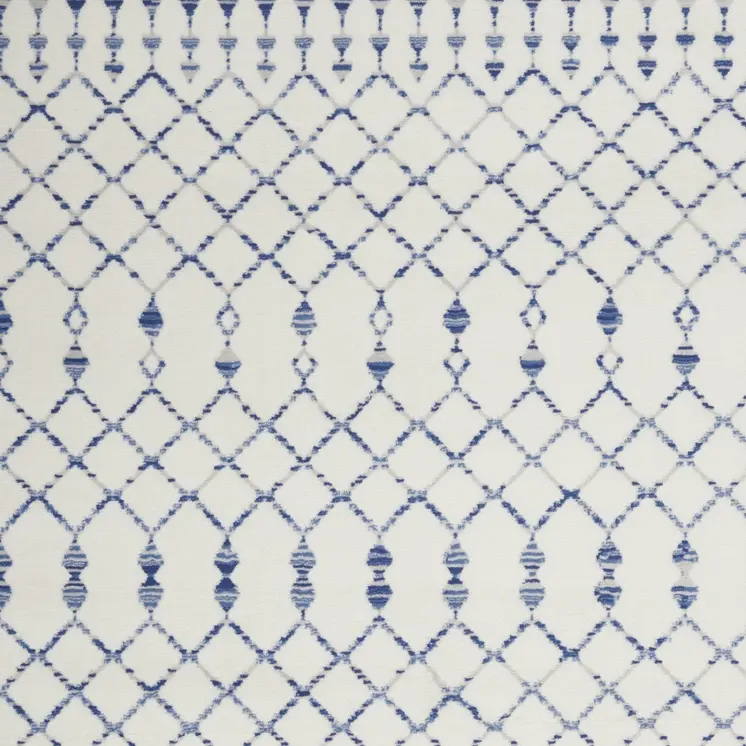 4' X 6' Ivory And Blue Geometric Area Rug