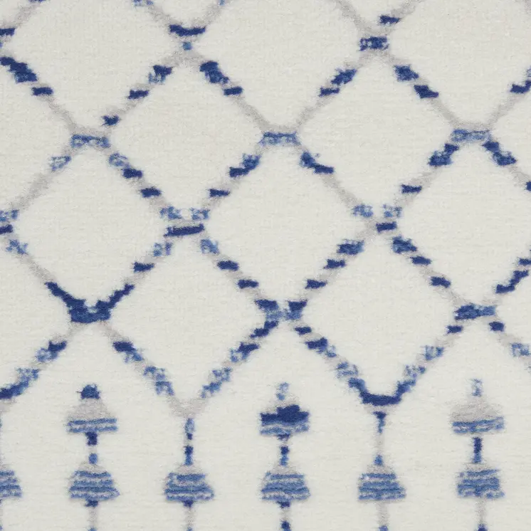 4' X 6' Ivory And Blue Geometric Area Rug