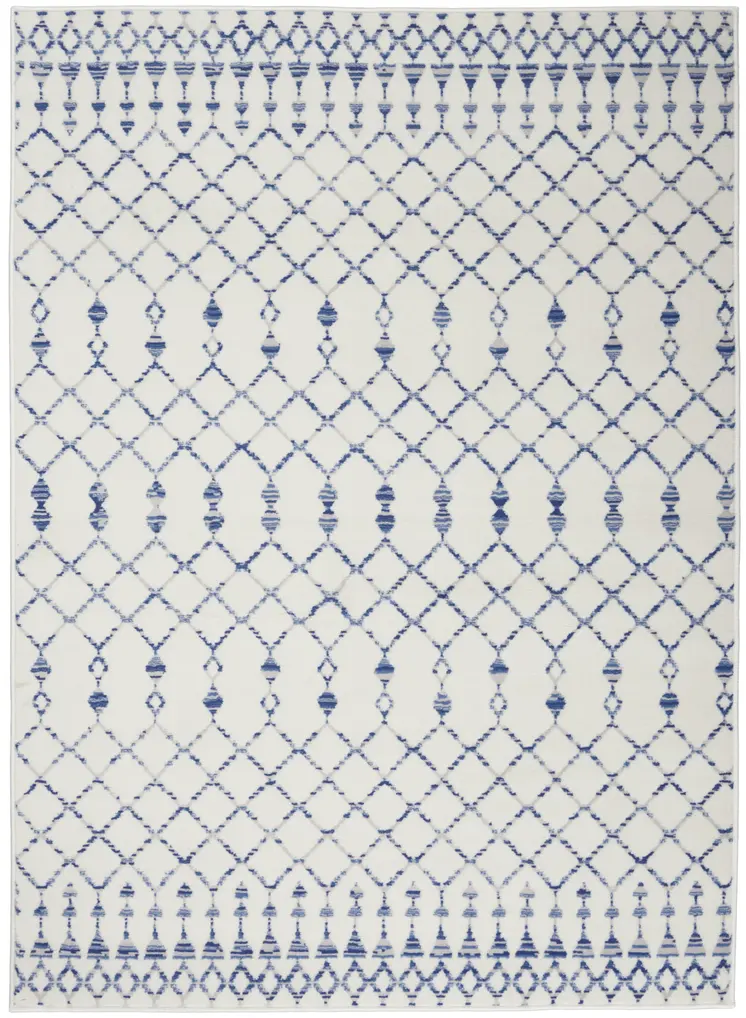 4' X 6' Ivory And Blue Geometric Area Rug