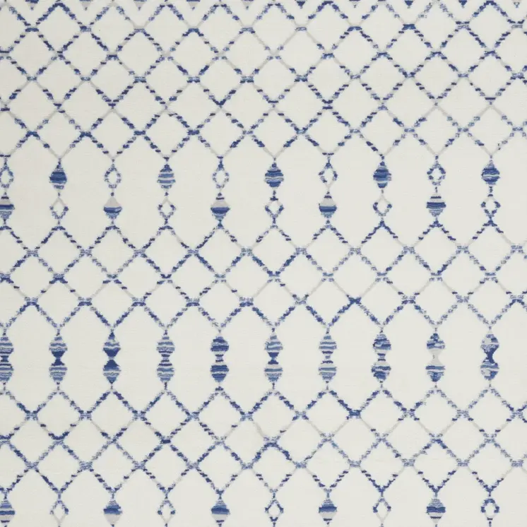 5' X 7' Ivory And Blue Geometric Area Rug