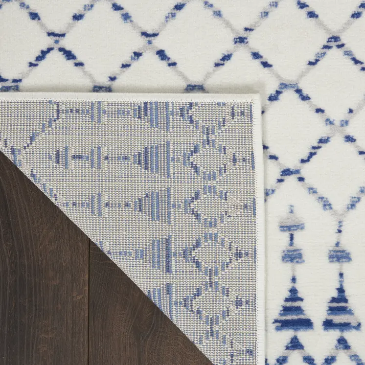 6' X 9' Ivory And Blue Geometric Area Rug
