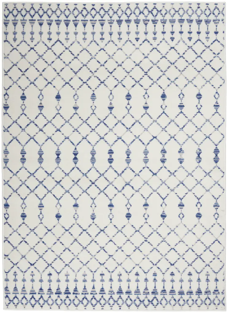 6' X 9' Ivory And Blue Geometric Area Rug