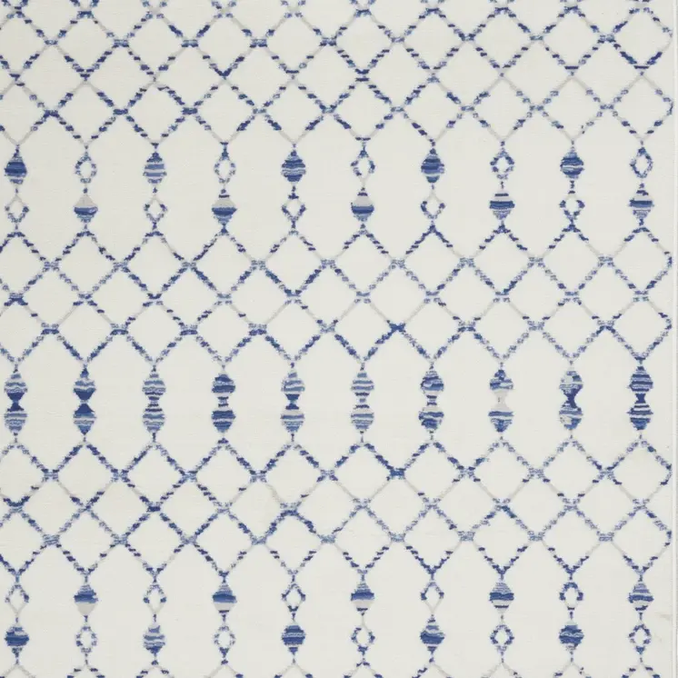 6' X 9' Ivory And Blue Geometric Area Rug