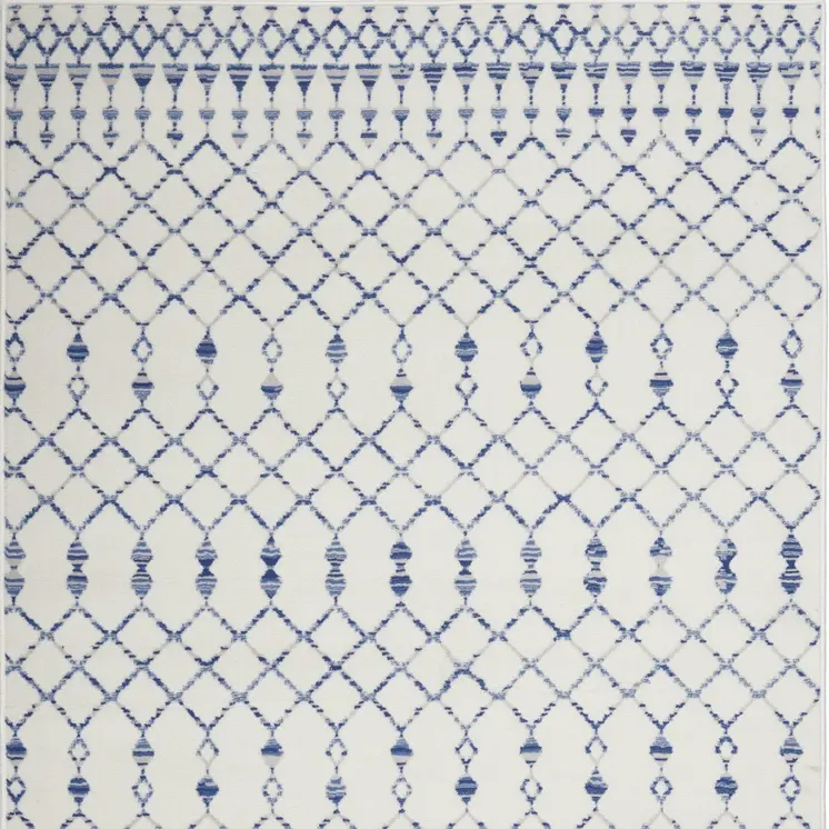 6' X 9' Ivory And Blue Geometric Area Rug