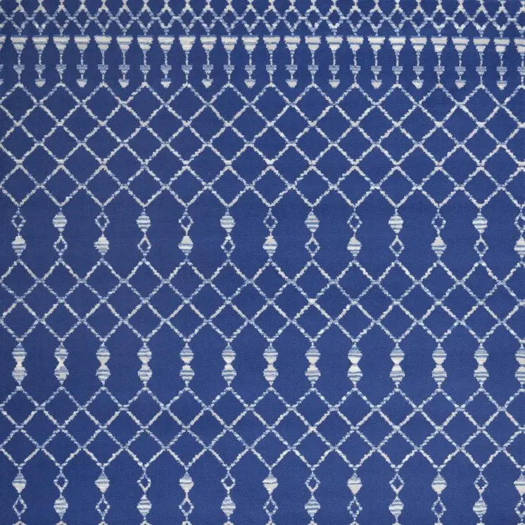 5' X 7' Ivory And Blue Geometric Area Rug