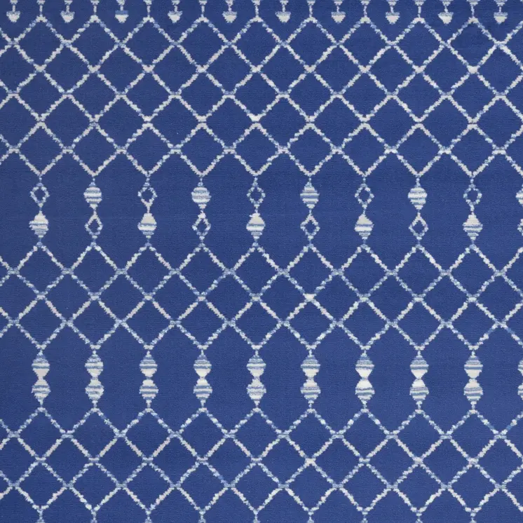 5' X 7' Ivory And Blue Geometric Area Rug