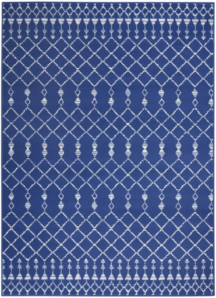 6' X 9' Ivory And Blue Geometric Area Rug