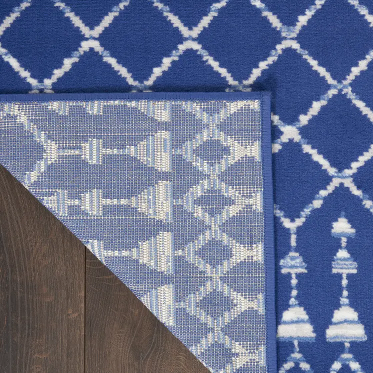 6' X 9' Ivory And Blue Geometric Area Rug