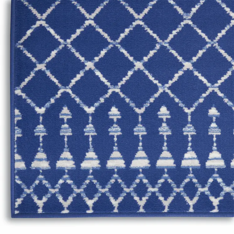 6' X 9' Ivory And Blue Geometric Area Rug