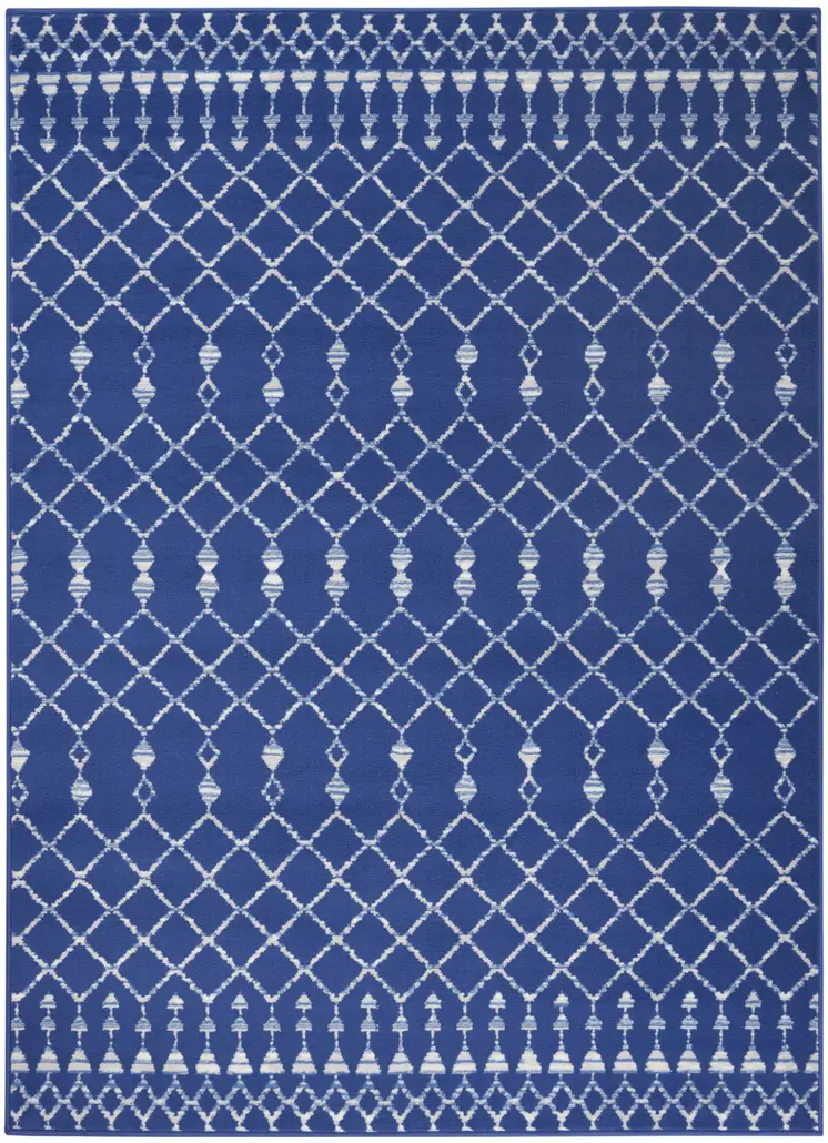 6' X 9' Ivory And Blue Geometric Area Rug